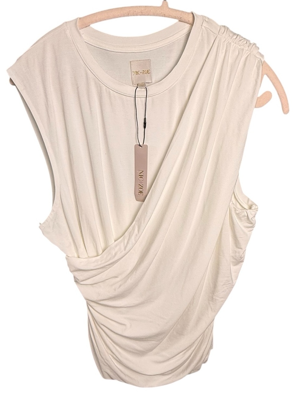 NIC+ZOE Drape Sleeveless Jersey Top in White Size XL - Picture 5 of 10